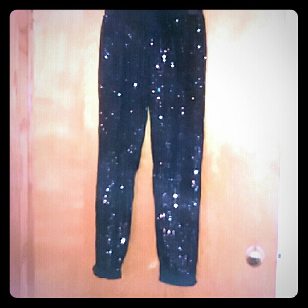 Justice Black Sequin Pants Size 12